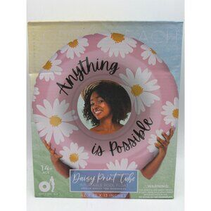 Daisy Print Inflatable Pool Tube Float 42"x42"x13" Age 14+ Premium Quality Pink